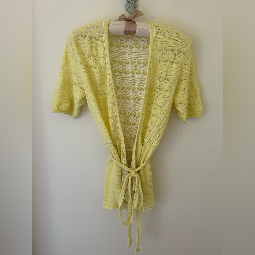 Butter Yellow Crochet Knotted & Knitted (Anthropologie) Cardigan 
Size: S 
EUC